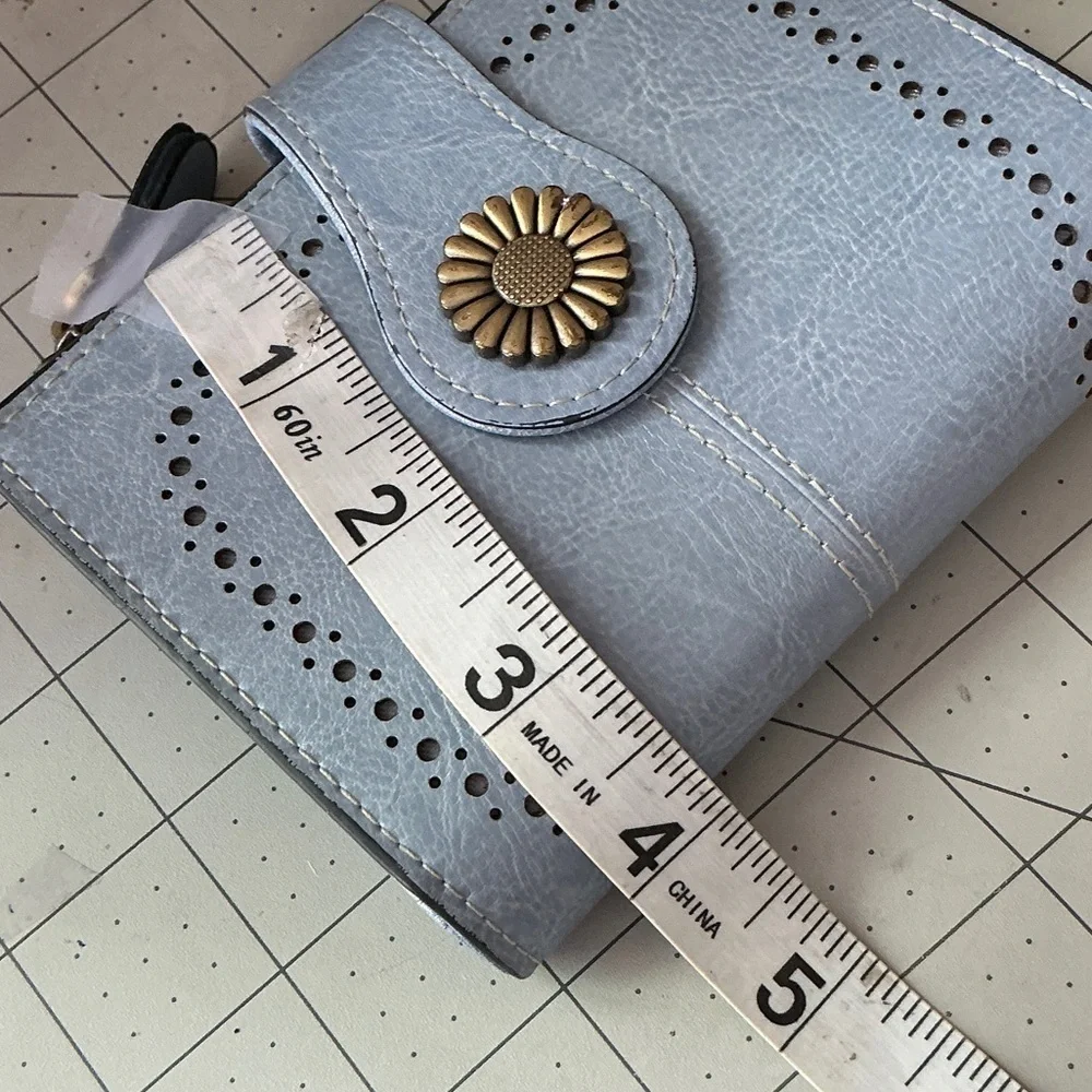 Blue Women's Wallet with Floral Accent